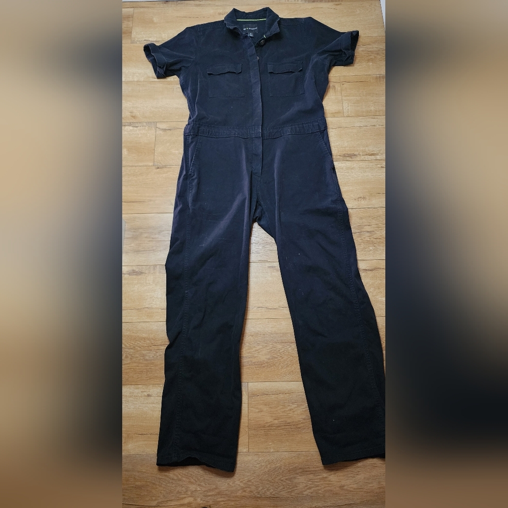 Wildfang x BP Womens M The Essential Coverall Black Denim Jumpsuit Short Sleeve - Picture 2 of 10